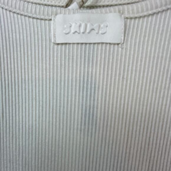 Skims Soft Lounge Slip Mini Dress Women 4X White Ribbed Spaghetti Strap Pullover - Picture 4 of 9